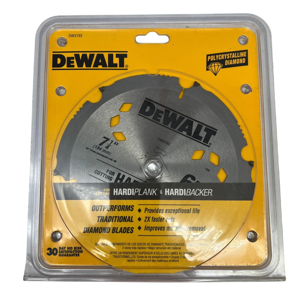 Cement Saw Blade DeWalt DW3193 7-1/4" Diamond Fiber HardiPlank Cut Hardi